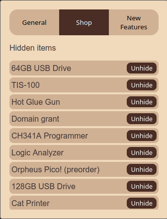 Image of the shop enhancements
